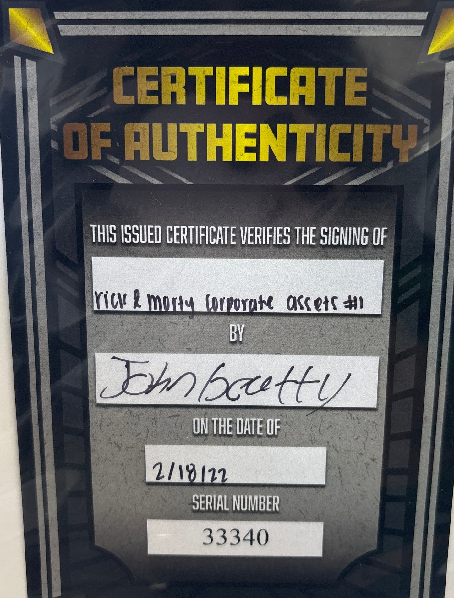 ONI PRESS RICK & MORTY CORPORATE ASSETS #1 VARIANT SIGNED BY JOHN BEATTY WITH CERTIFICATE OF AUTHENTICITY