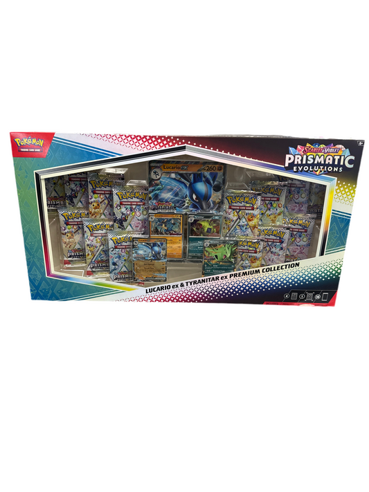 POKÉMON PRISMATIC EVOLUTIONS LUCARIO EX & TYRANITAR PREMIUM COLLECTION
