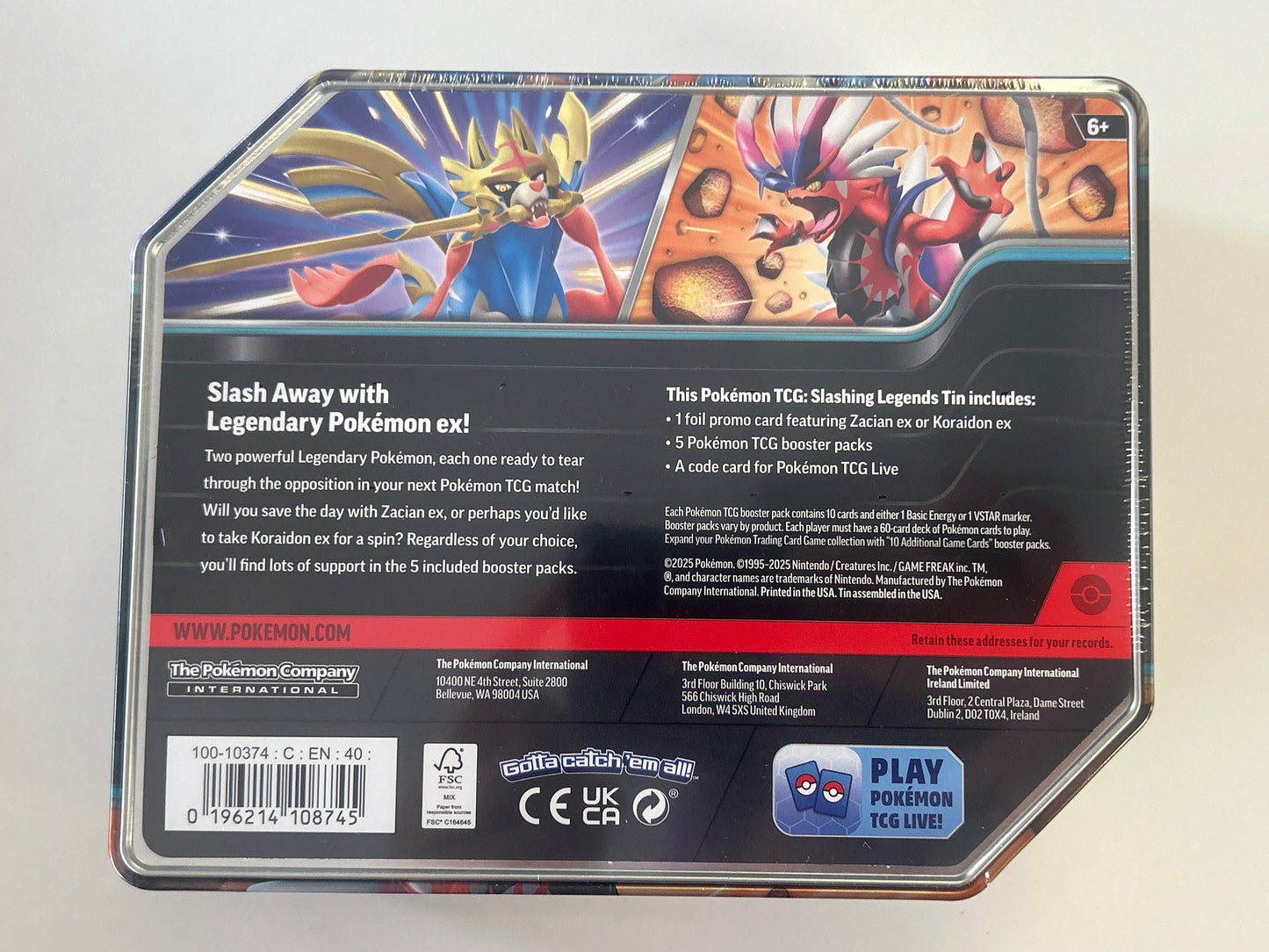 POKÉMON TCG ZACIAN EX TIN SEALED