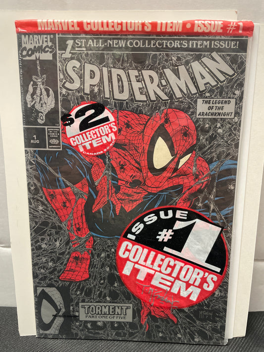 SPIDER-MAN #1 (1990, KEY!) MCFARLANES SILVER VARIANT , SIGNED BY TODD MCFARLANE!! NM