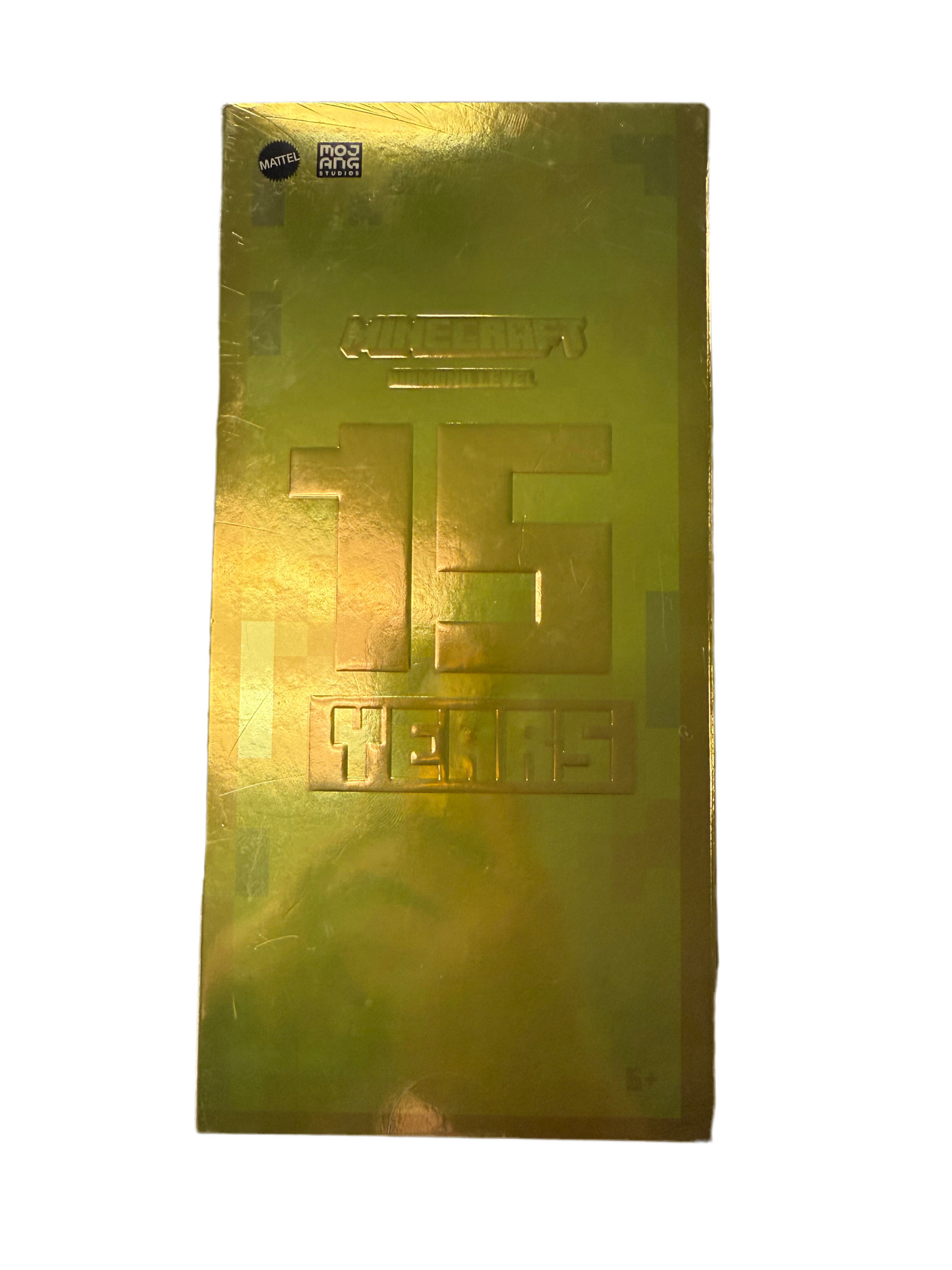 MOJANG MATTEL MINECRAFT 15 YEAR ANNIVERSARY STEVE WITH 24k PICKAXE, Tuxedo & CAPE