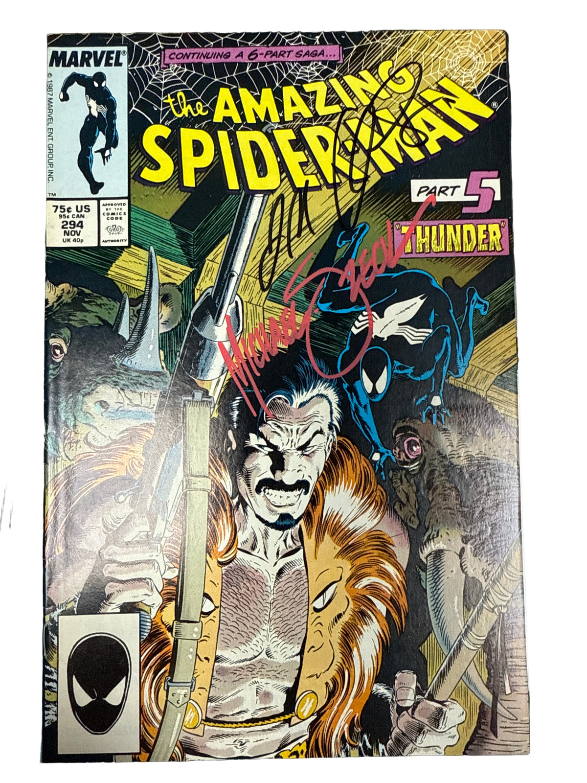 MARVEL COMICS AMAZING SPIDER-MAN #294 DUAL SIGNED RAW GREAT CONDITION KRAVENS LAST HUNT PART 5