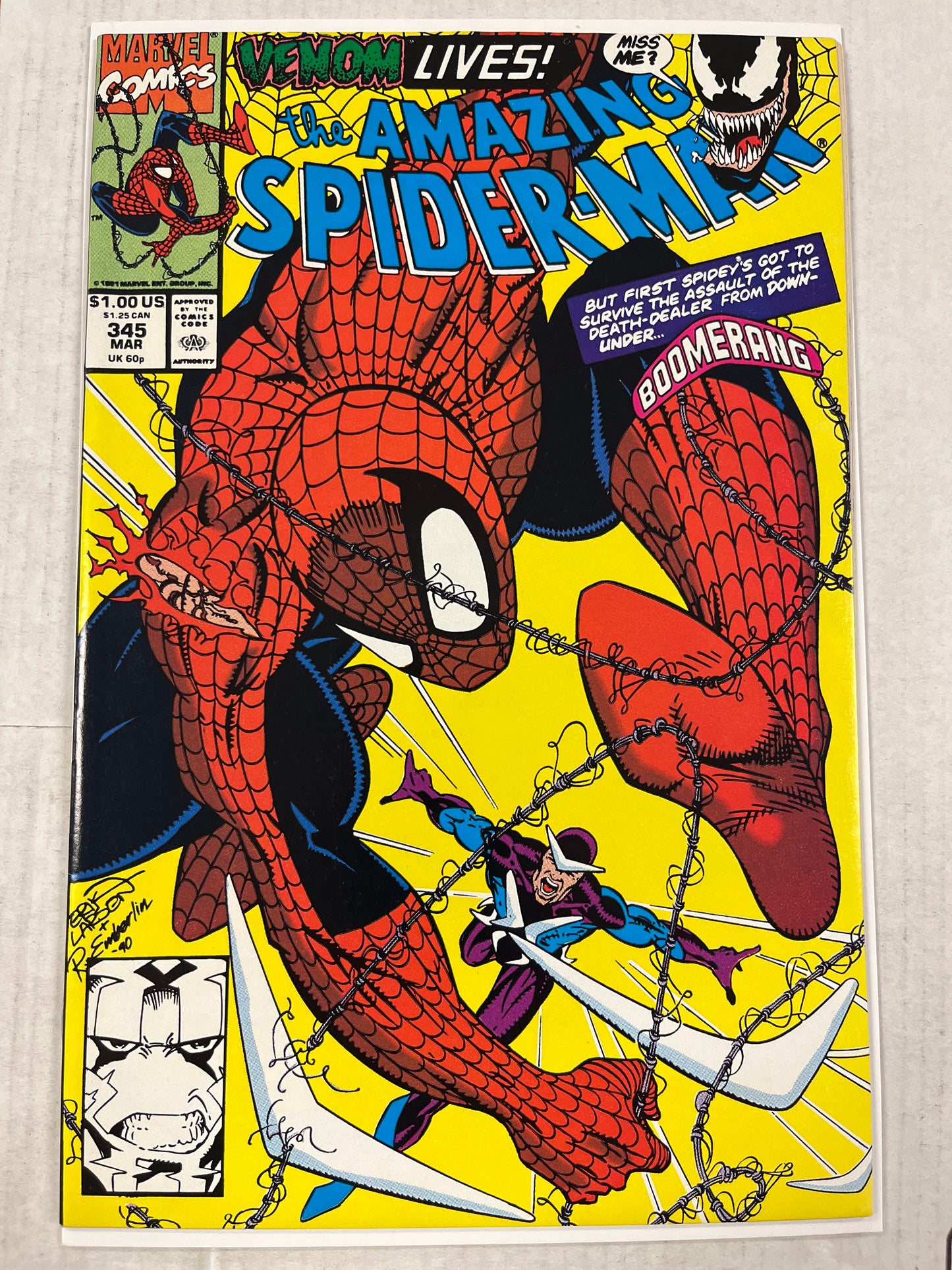 AMAZING SPIDER-MAN #345 NM/MINT (1991 LARSEN) VENOM KEY!