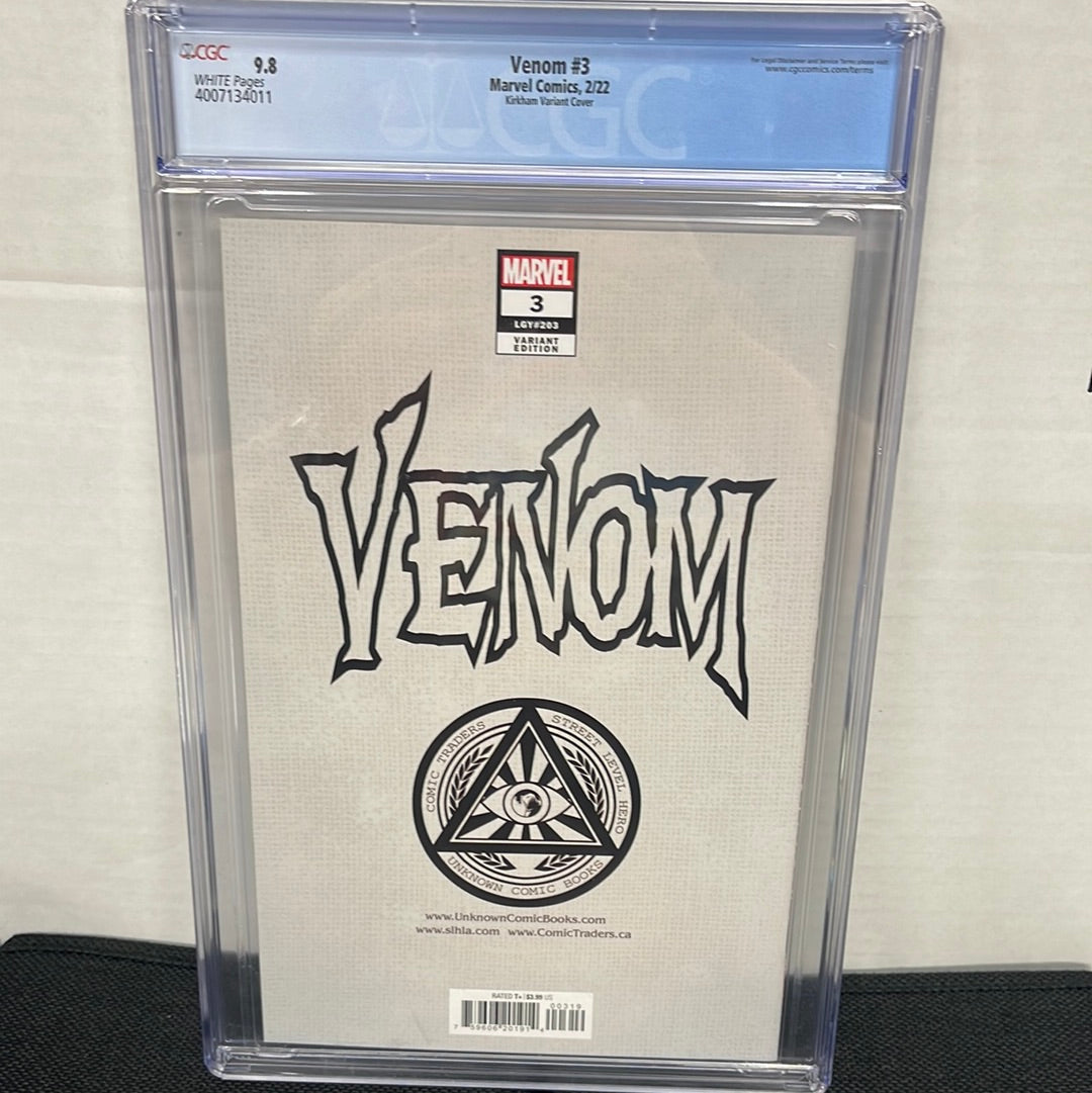 MARVEL COMICS VENOM #3 CGC 9.8 KIRKHAM VARIANT COVER