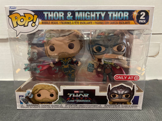 FUNKO POP THOR & MIGHTY THOR (2022, 2 PACK EXCELLENT CONDITION!) THOR LOVE & THUNDER