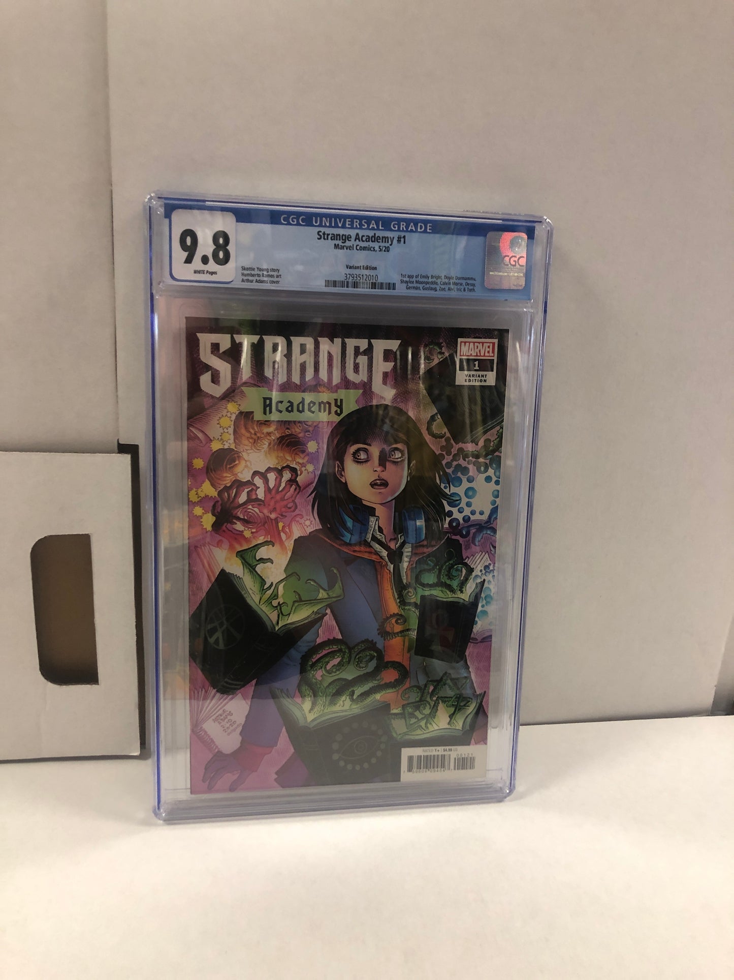 STRANGE ACADEMY #1 CGC 9.8 (2020, HTF ARTHUR ADAMS VARIANT & KEY 1ST APPEARANCE OF EMILY BRIGHT AND DOYLE DORMAMMU!)