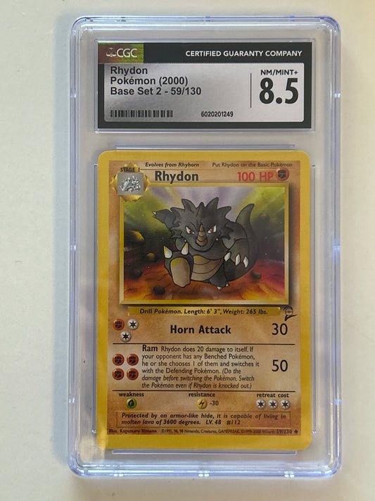 POKEMON TCG RHYDON BASE SET 2 (2000) CGC 8.5