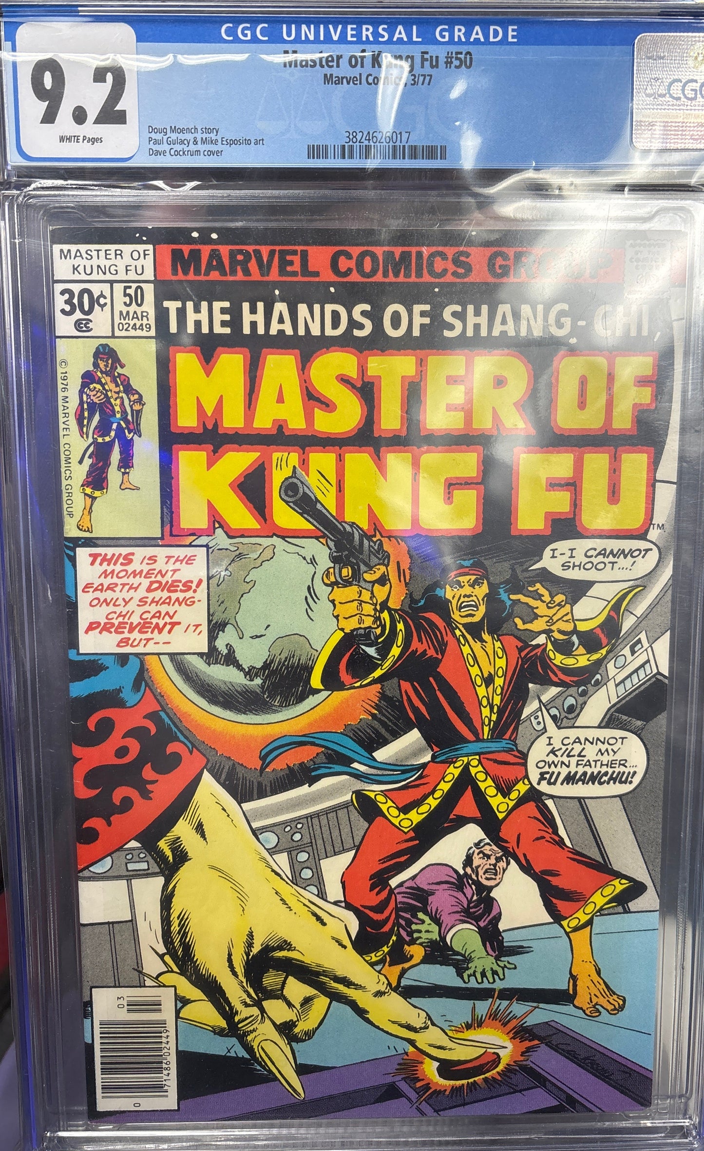 CGC UNIVERSAL GRADE 9.2 MARVEL COMICS MASTER OF KUNG FU #50