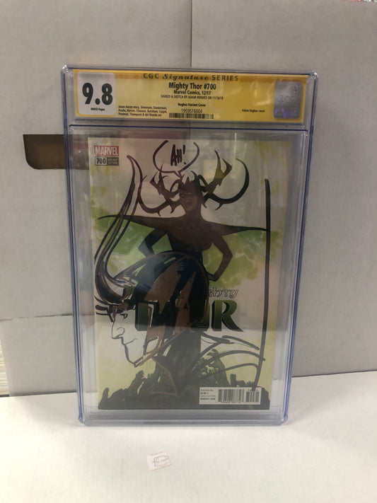 MARVEL COMICS MIGHTY THOR #700 (2017) HUGHES VARIANT COVER SIGNED AND SKETCHED BY ADAM HUGHES CGC SS 9.8 WP