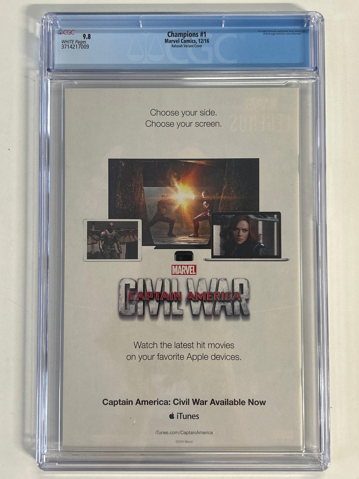 MARVEL COMICS CHAMPIONS #1 RAHZZAH VARIANT CGC 9.8 WP
