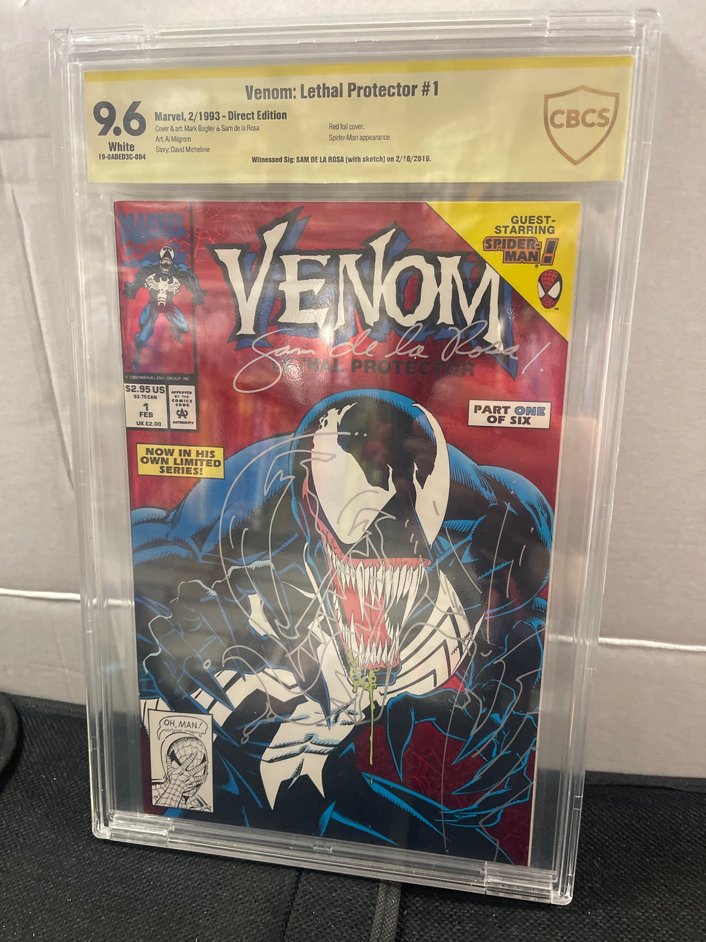 MARVEL COMICS VENOM LETHAL PROTECTOR #1 CBCS 9.6 SIGNED AND SKETCHED BY SAM DELAROSA