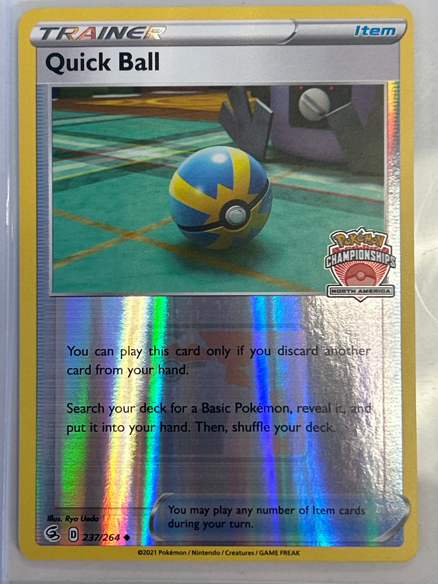 POKÉMON TCG QUICK BALL REVERSE HOLO 237/264 POKÉMON LEAGUE NEAR MINT CONDITION