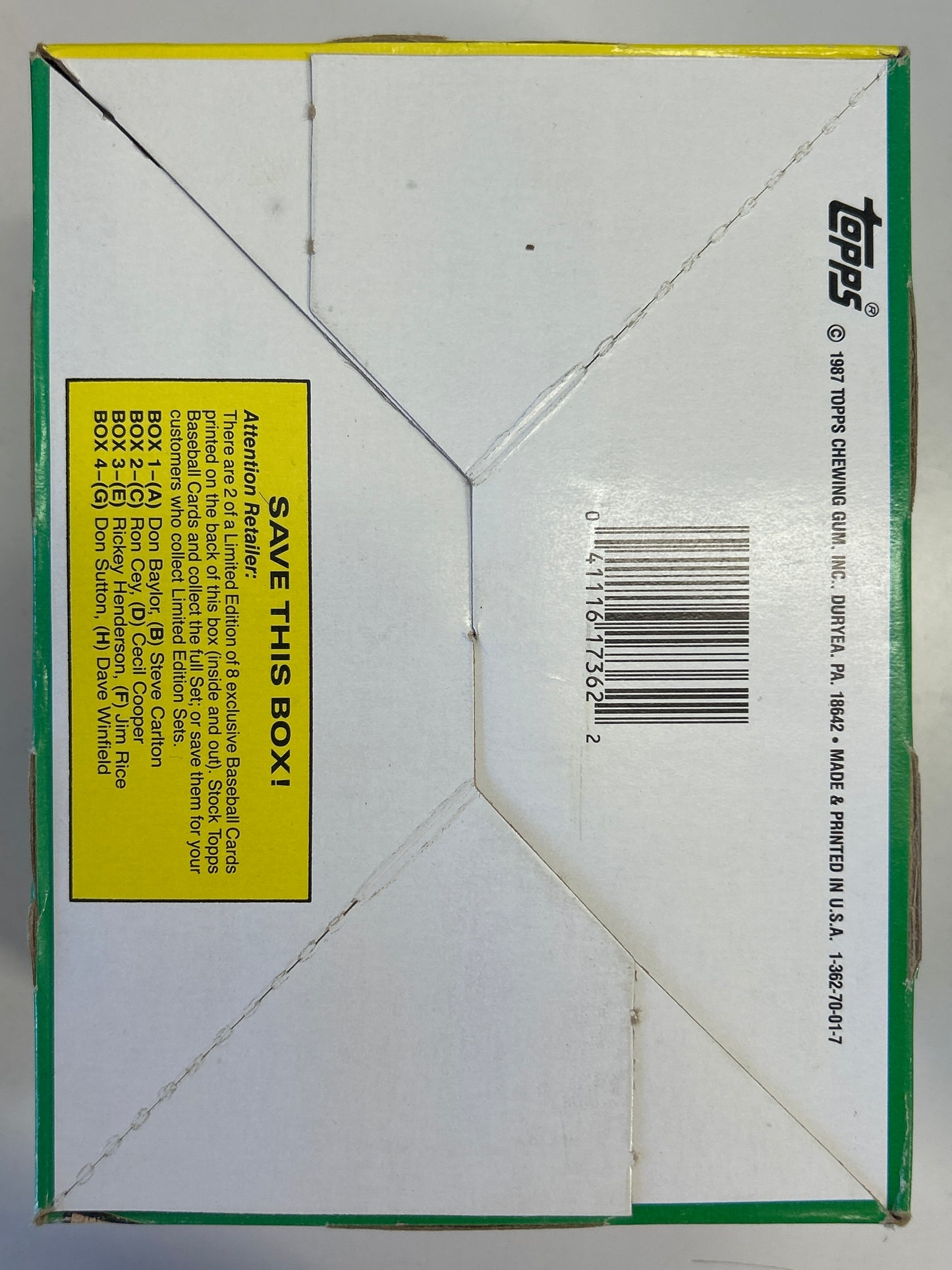 TOPPS 1987 MAJOR LEAGUE BASEBALL CARDS BOX 36 PACKS