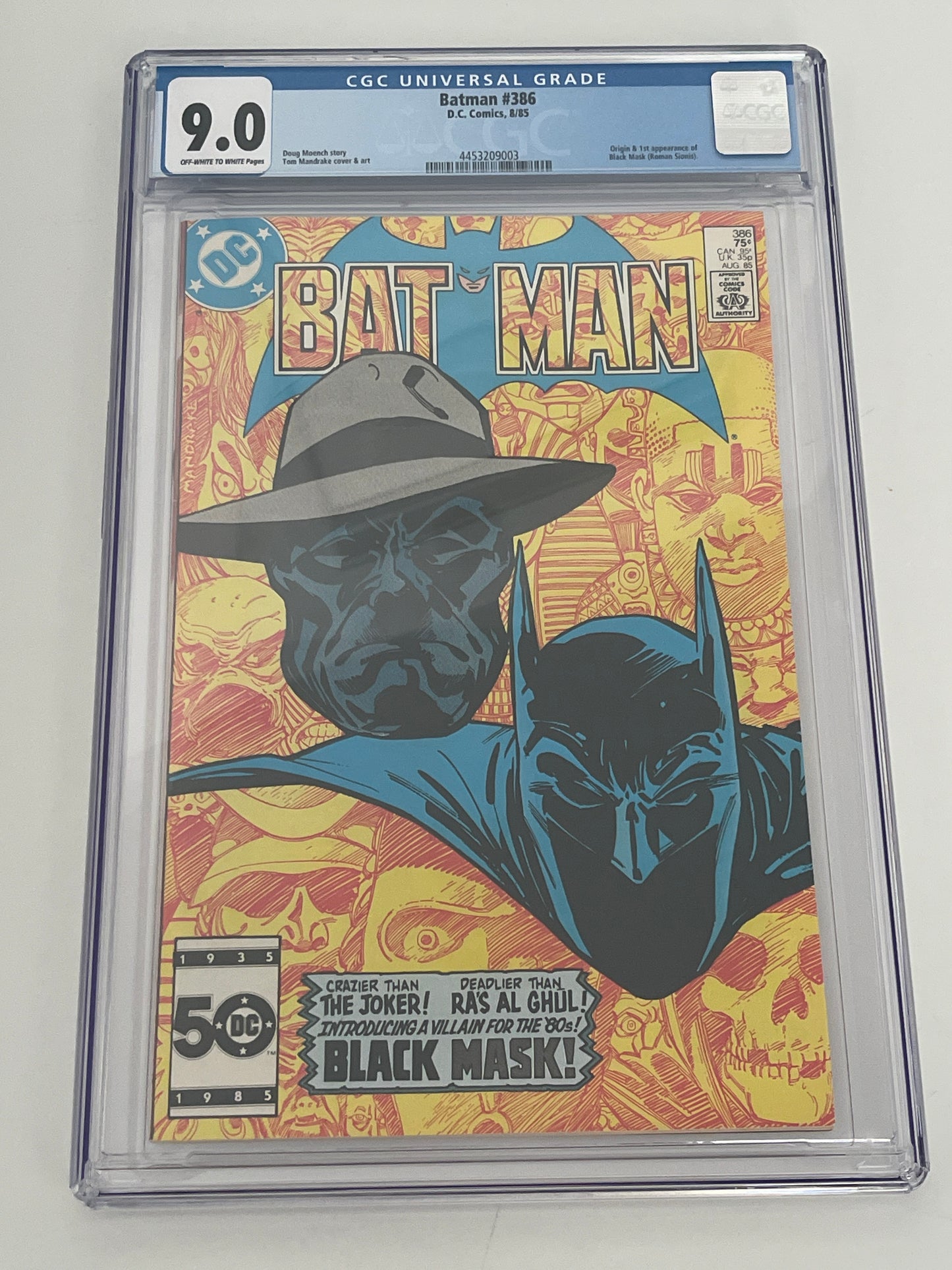 DC COMICS BATMAN #386 CGC 9.0 1st BLACK MASK