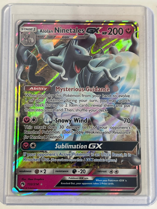 POKÉMON TCG ALOLAN NINETALES GX 132/214 (2018) NEAR MINT CONDITION