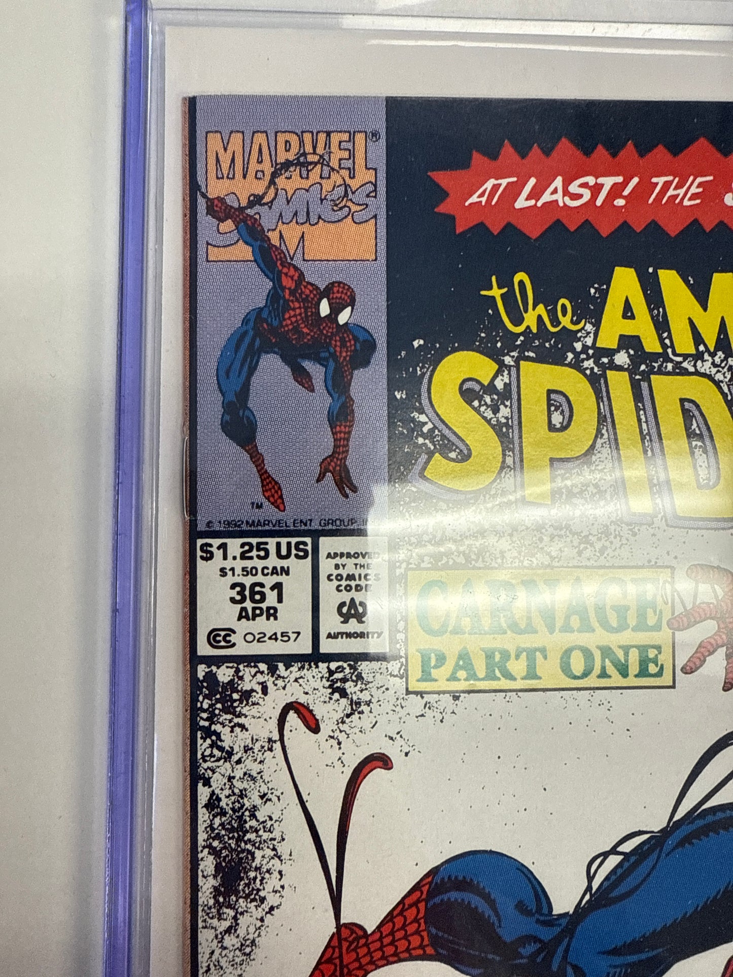 MARVEL COMICA THE AMAZING SPIDER-MAN #361 first carnage cover 1print white background