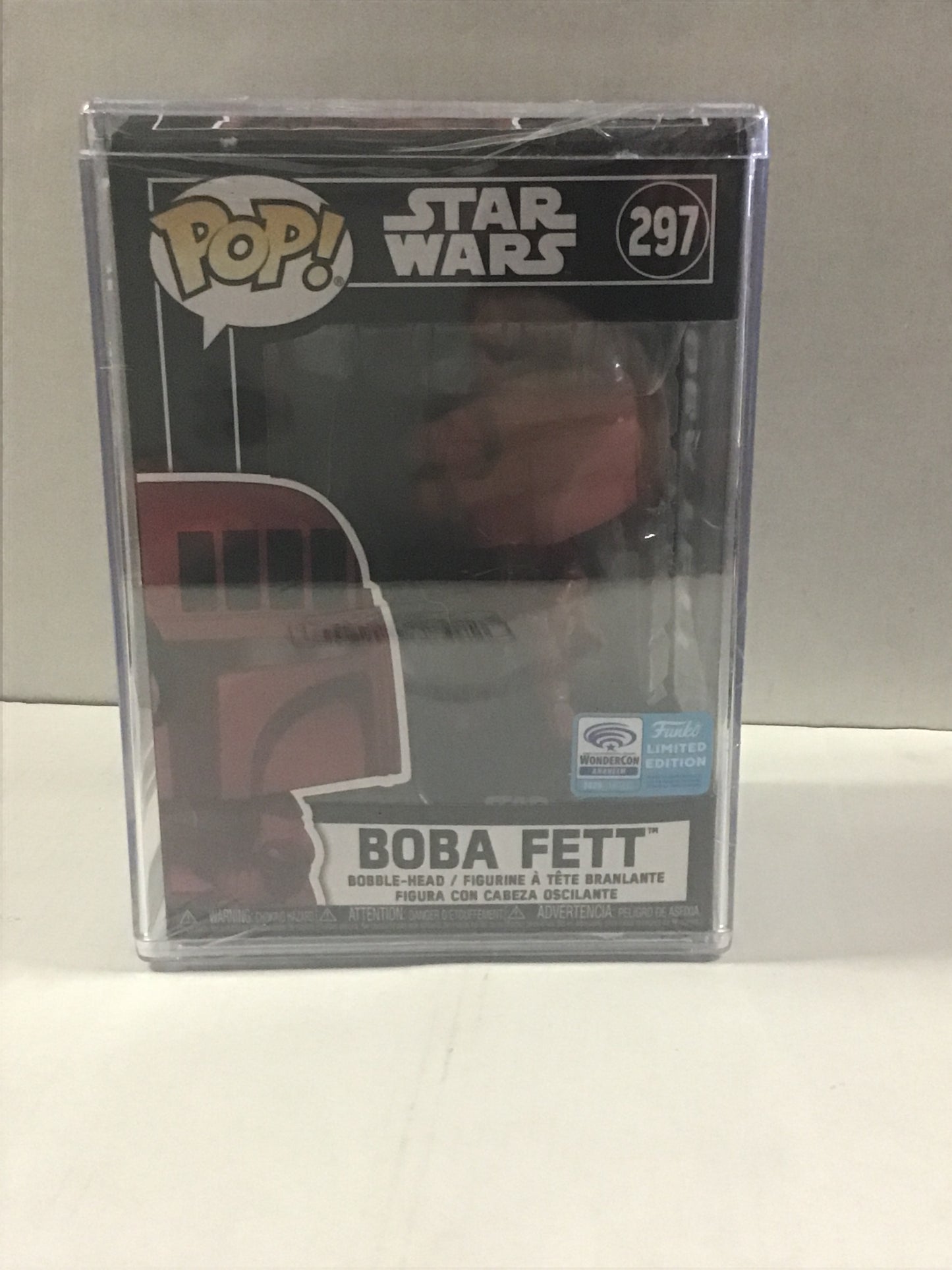 FUNKO POP STAR WARS #297 BOBA FETT LIMITED EDITION (2020 ANAHEIM WONDERCON EXCLUSIVE) ~ SEALED IN HARD PROTECTOR!