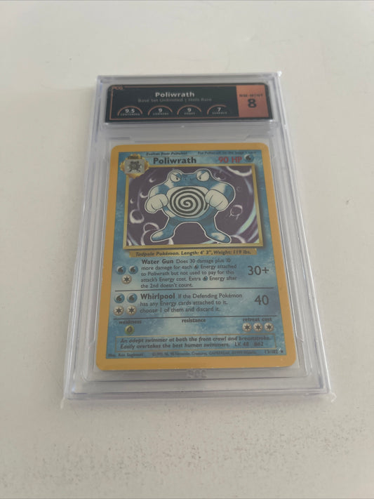 POKEMON BASE SET UNLIMITED POLIWRATH HOLO PCG 8