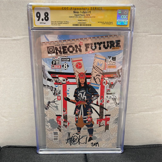 IMPACT COMICS NEON FUTURE #1 VARIANT D CGC 9.8 SIGNED BY STEVE AOKI AND TOM BILYEU