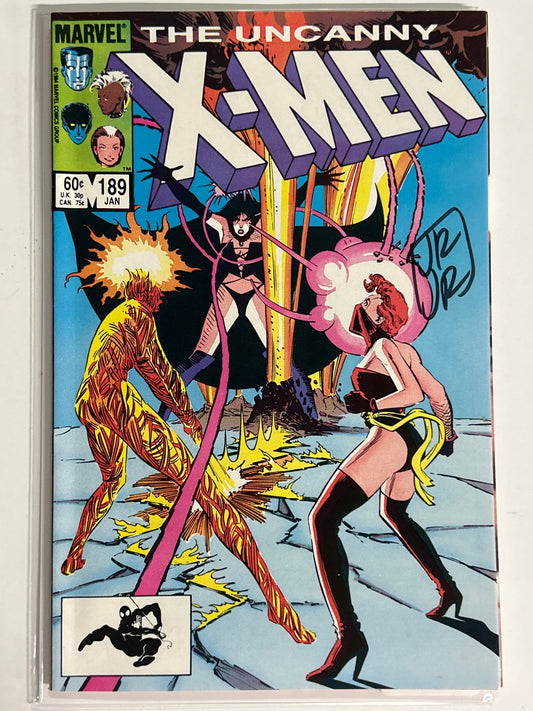 MARVEL COMICS UNCANNY X-MEN 189 SIGNED BY JOHN ROMITA JR LIGHT PLAY/NEAR MINT CONDITION
