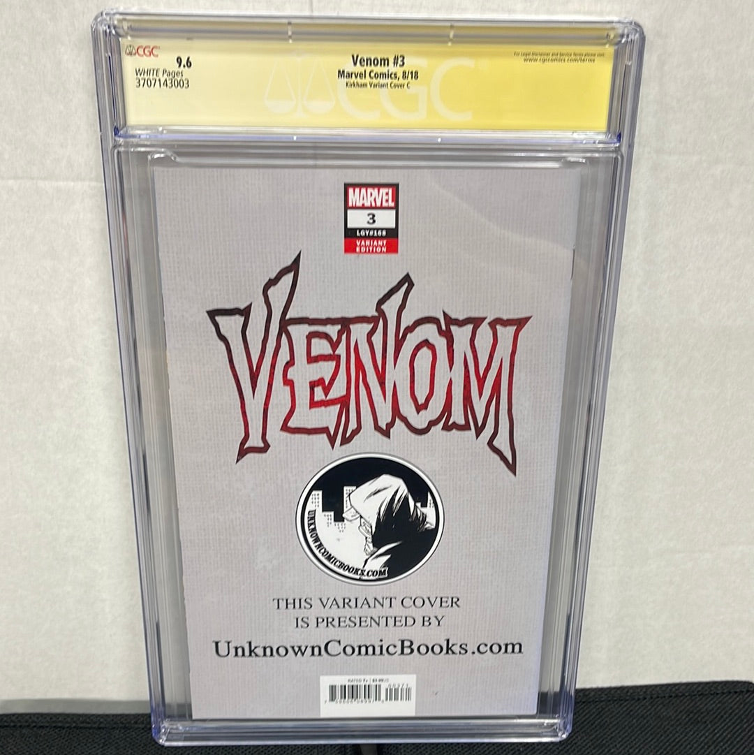 MARVEL COMICS VENOM #3 CGC 9.6 SIGNED BY TYLER KIRHAM VARIANT C