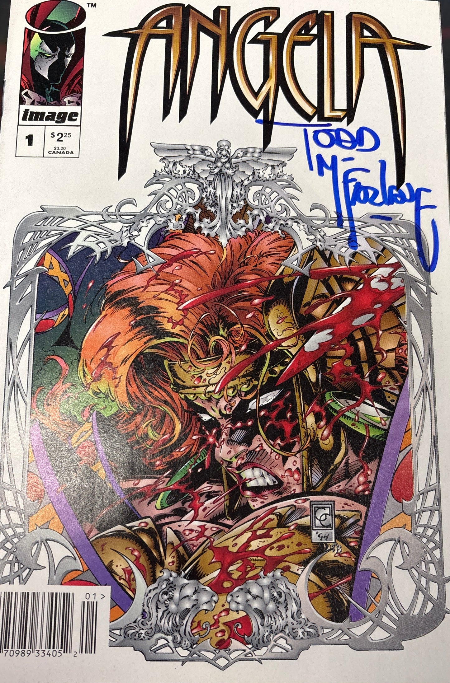 IMAGE ANGELA #1 1994 SPAWN SPIN OFF SIGNED BY TODD MCFARLANE