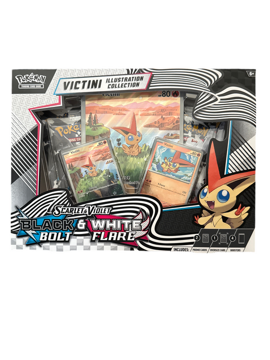 POKEMON TCG 2025 POKEMON SCARLET & VIOLET BLACK BOLT & WHITE FLARE ILLUSTRATION COLLECTION BOX