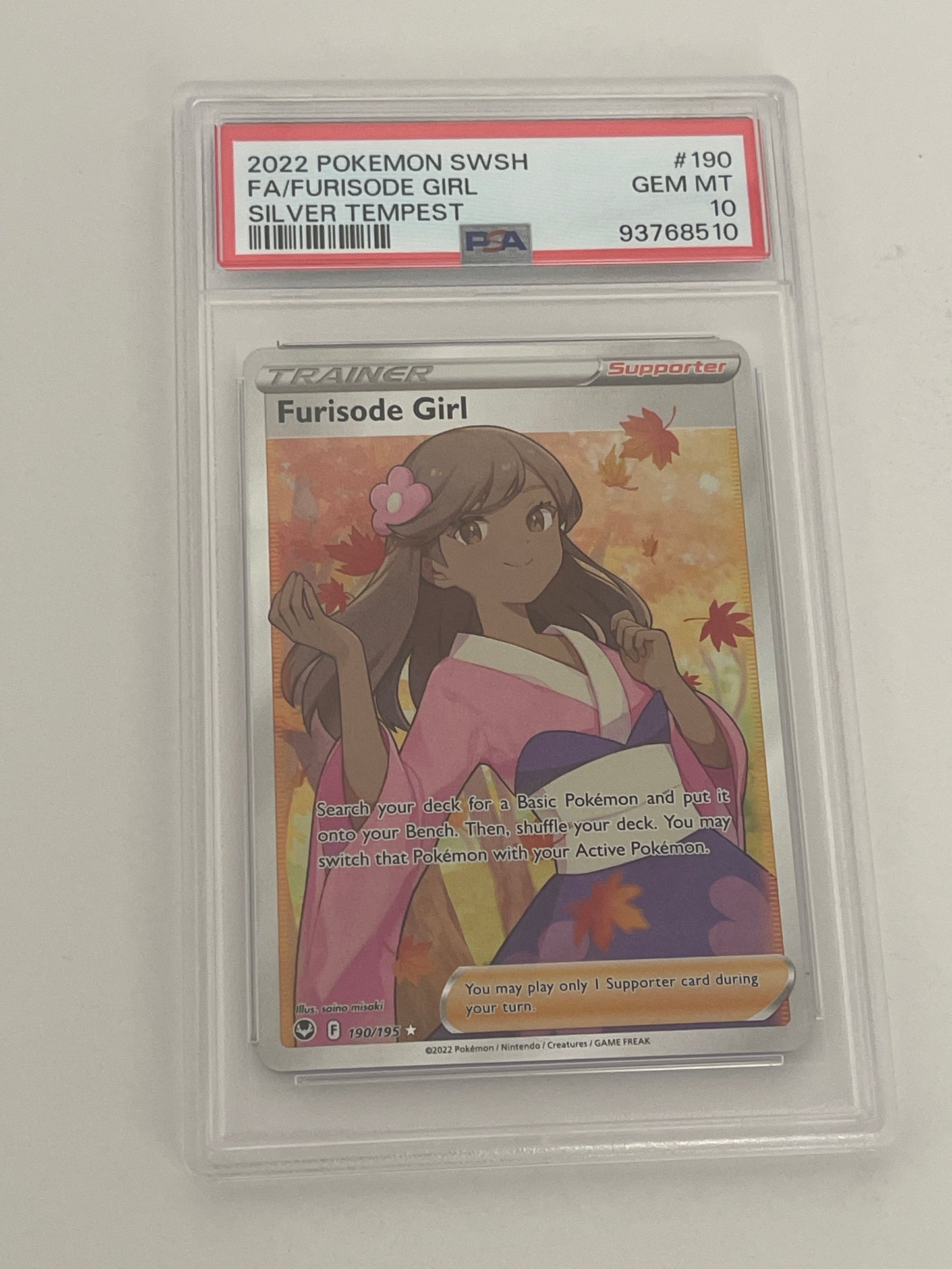 2022 POKEMON SWORD & SHOELD FURISODE GIRL SILVER TEMPEST PSA 10