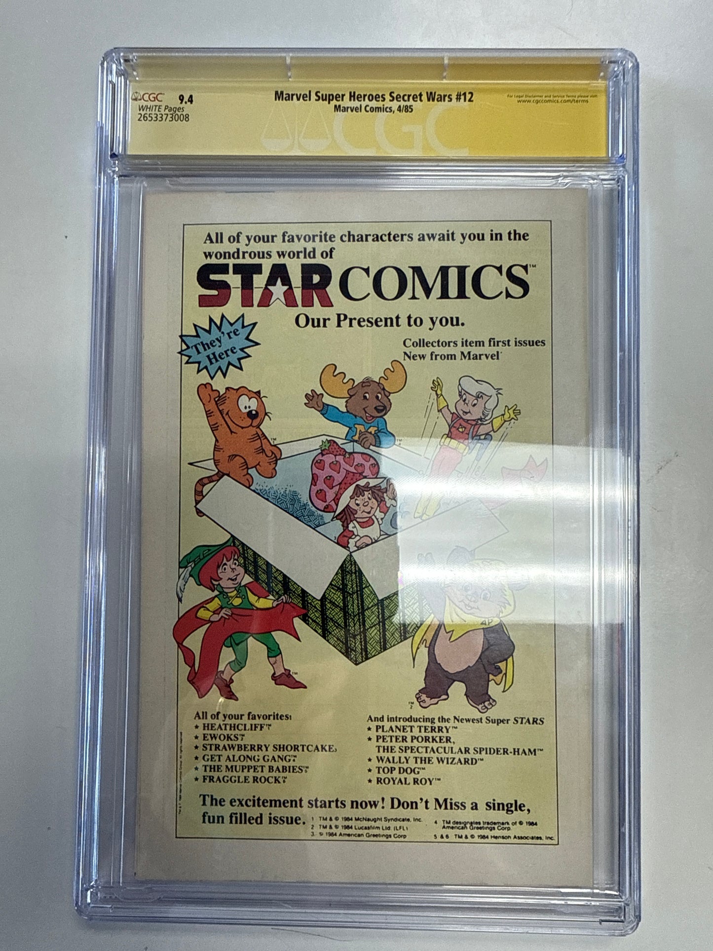 MARVEL COMICS CGC SIGNATURE SERIES MARVEL SUPERHEROES SECRET WARS #12 TRIPLE SIGNATURE 9.4
