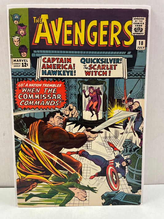 THE AVENGERS #18 (1965 MARVEL SILVER AGE, 1st COMMISAR APPEARANCE) FINE+ BEAUTY!