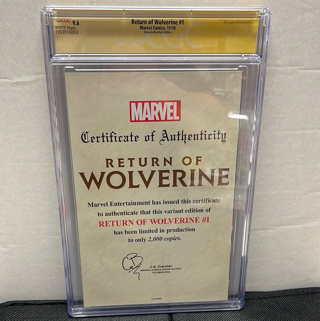 RETURN OF WOLVERINE #1 SS CGC 9.6 (2018, HTF J. SCOTT CAMPBELL GLOW IN THE DARK VARIANT!!)