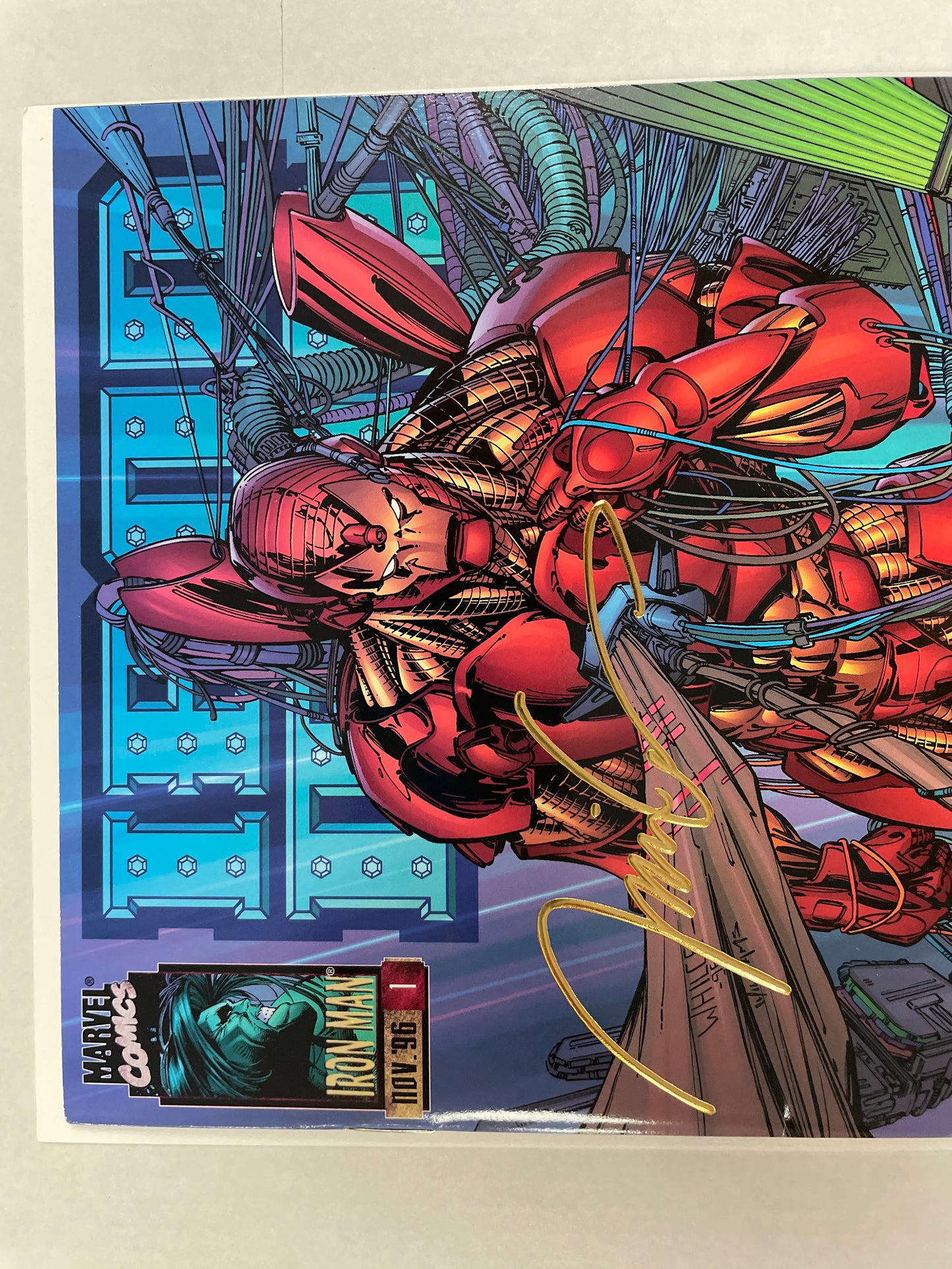 IRON MAN #1 JIM LEE 22k GOLD SIGNATURE VARIANT 1/2500 (1996 VHTF, VF/NM)