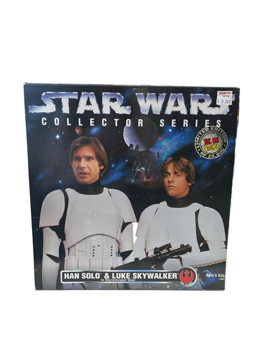 STAR WARS COLLECTOR SERIES HAN SOLO AND LUKE SKYWALKER IN STORM TROOPER GEAR ACTION FIGURES KENNER