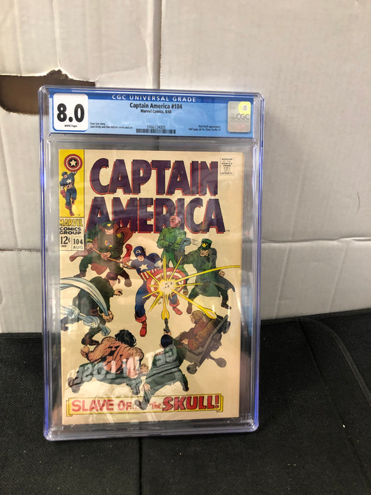 MARVEL COMICS CAPTAIN AMERICA 104 (1968) CGC 8.0 WP