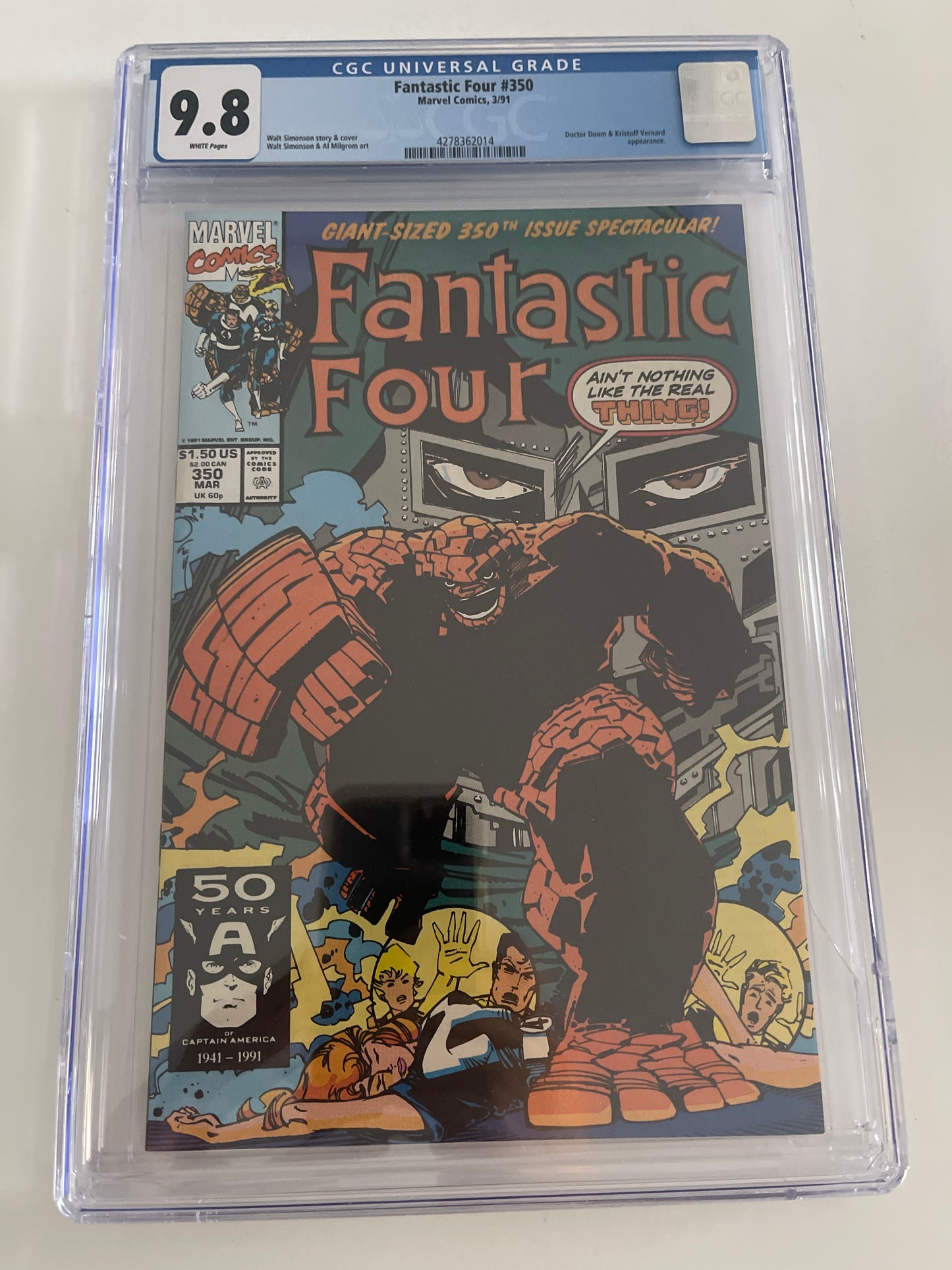 MARVEL COMICS FANTASTIC FOUR #350 CGC 9.8