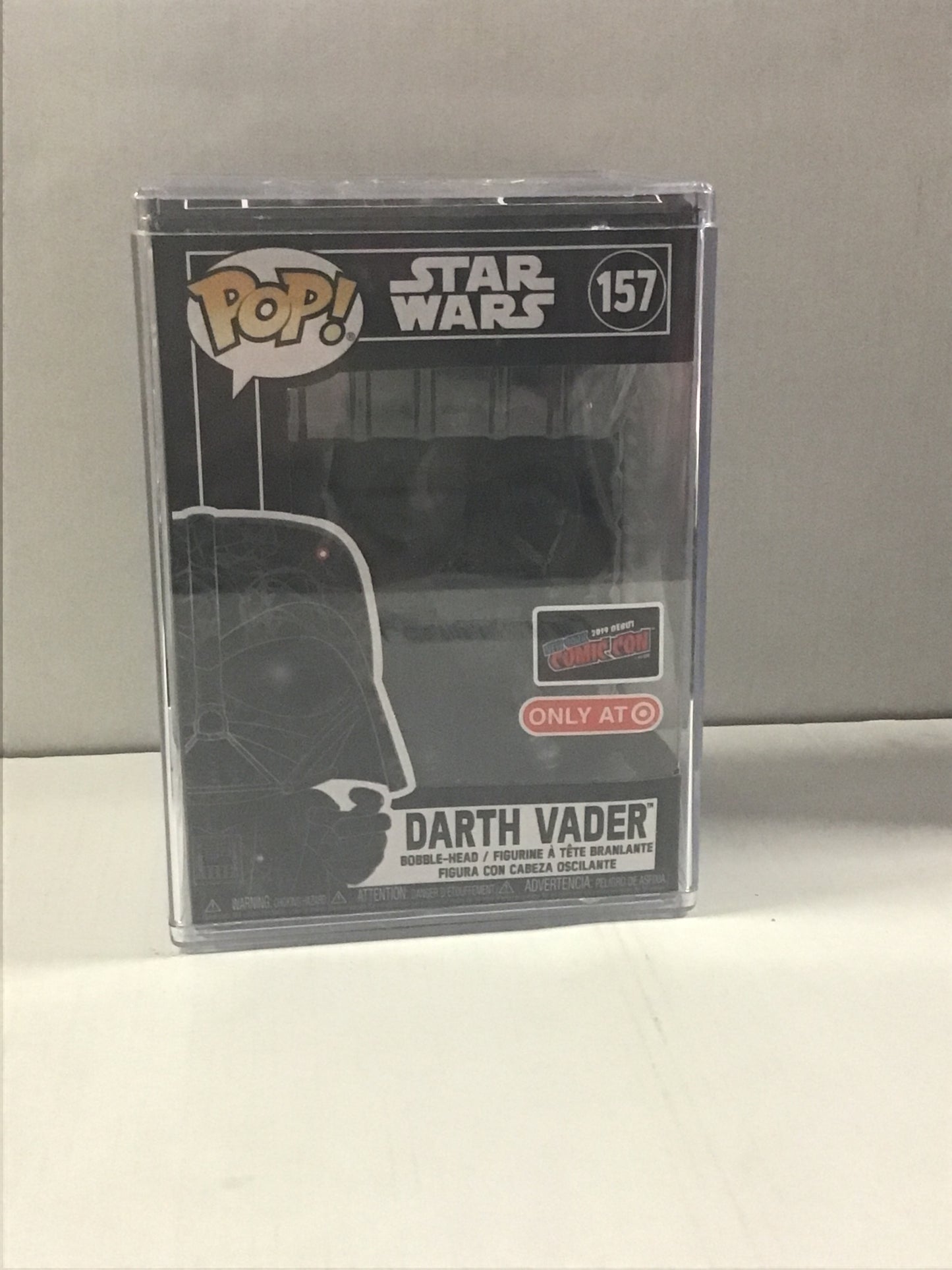 FUNKO POP STAR WARS #157 DARTH VADER (2019 NYCC COMIC CON DEBUT & TARGET EXCLUSIVE) ~ HARD PROTECTOR!