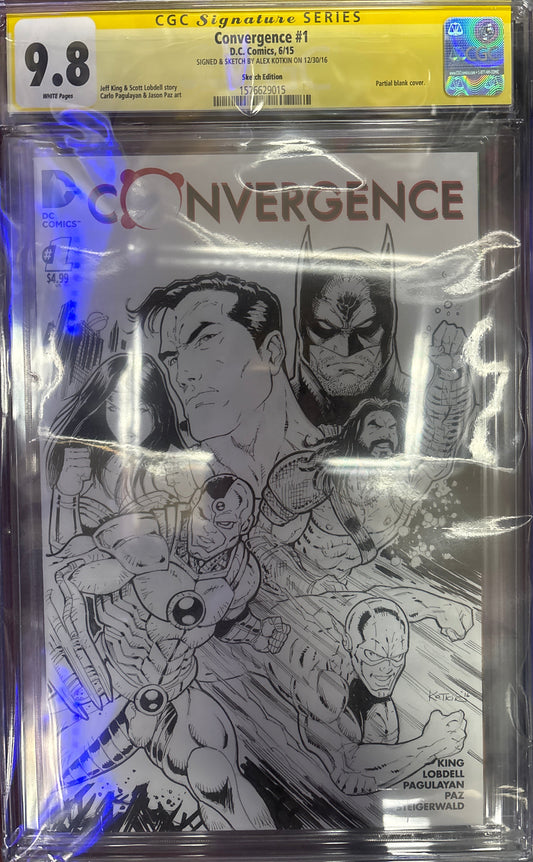 CGC SIGNATURE SERIES 9.8 DC COMICS CONVERGENCE #1 SIGNED AND SKETCH BY ALEX KOTKIN