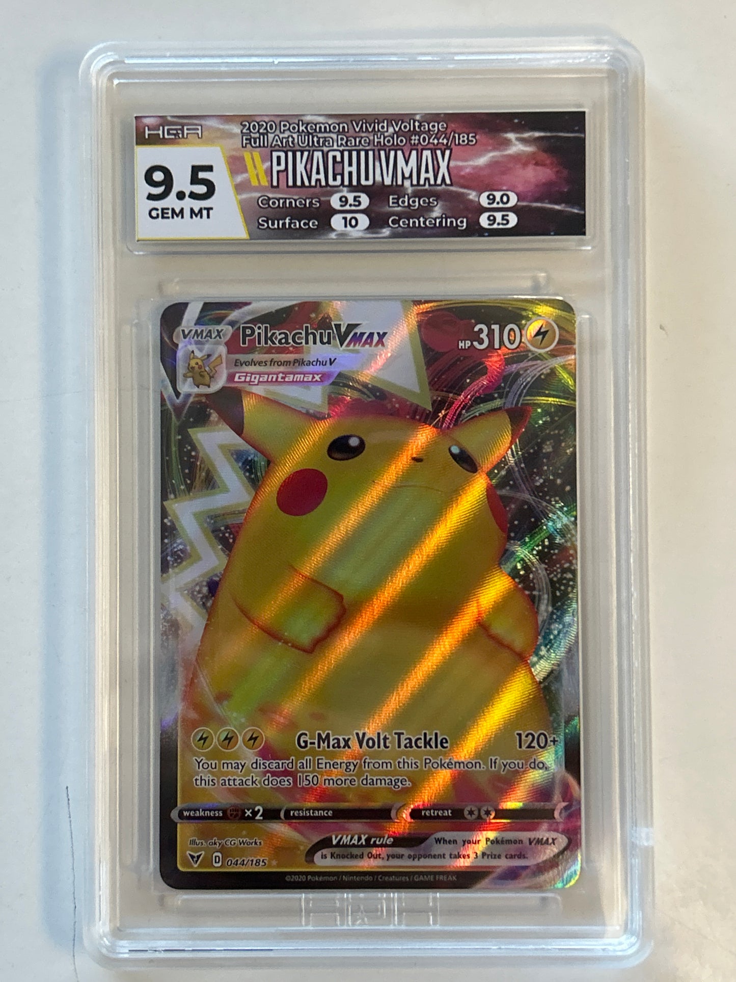 POKEMON TCG PIKACHU VMAX 044/185 (2020) HGA GEM MINT 9.5
