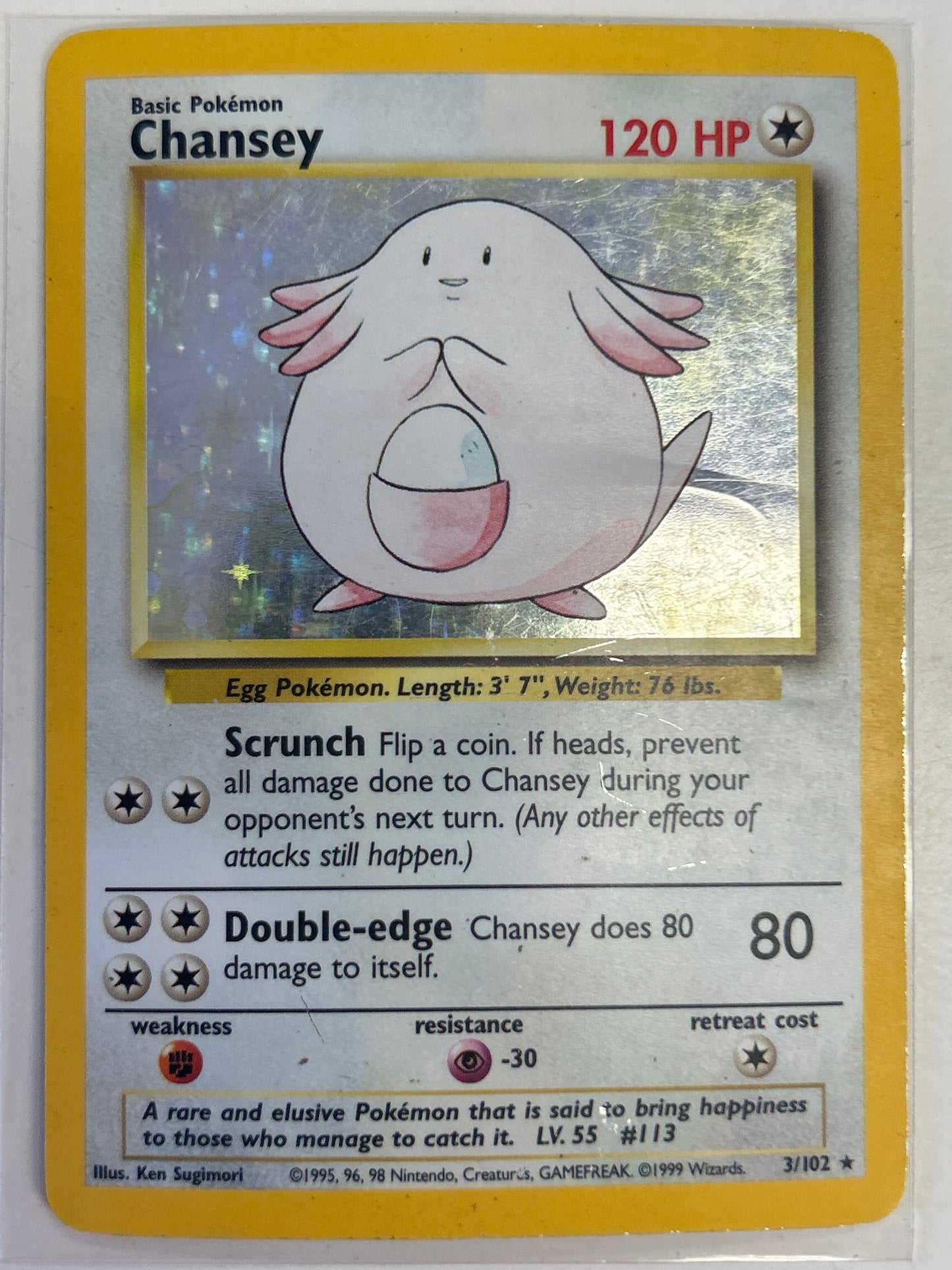 POKÉMON TCG CHANSEY HOLO 3/102 MODERATE PLAY CONDITION