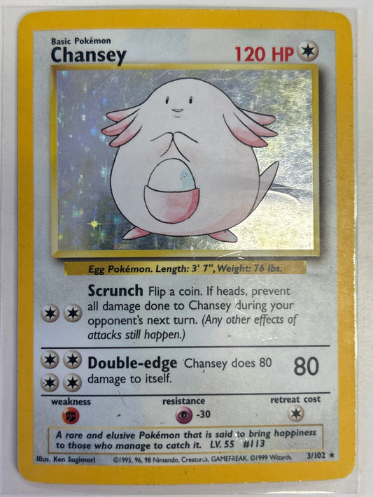 POKÉMON TCG CHANSEY HOLO 3/102 MODERATE PLAY CONDITION