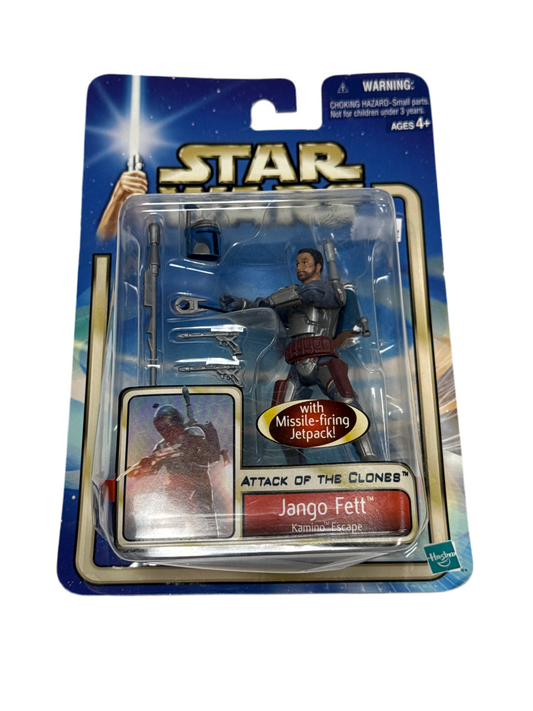 STAR WARS ATTACK OF THE CLONES JANGO FETT KAMINO ESCAPE with MISSILE FIRING JETPACK