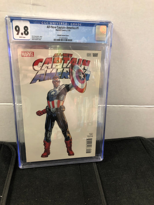 ALL-NEW CAPTAIN AMERICA #1 CGC 9.8 (2015, HTF SARA PICHELLI VARIANT, 1st LUCAS)