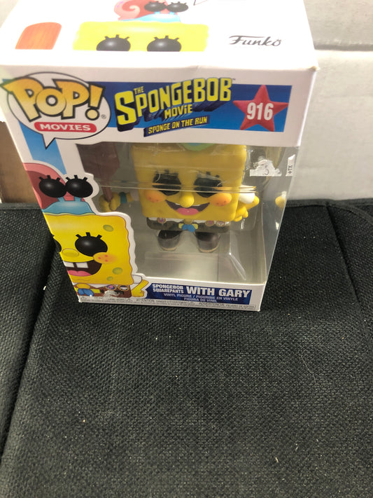 FUNKO POP POP MOVIES THE SPONGEBOB MOVIE SPONGE ON THE RUN #916 SPONGEBOB SQUAREPANTS WITH GARY