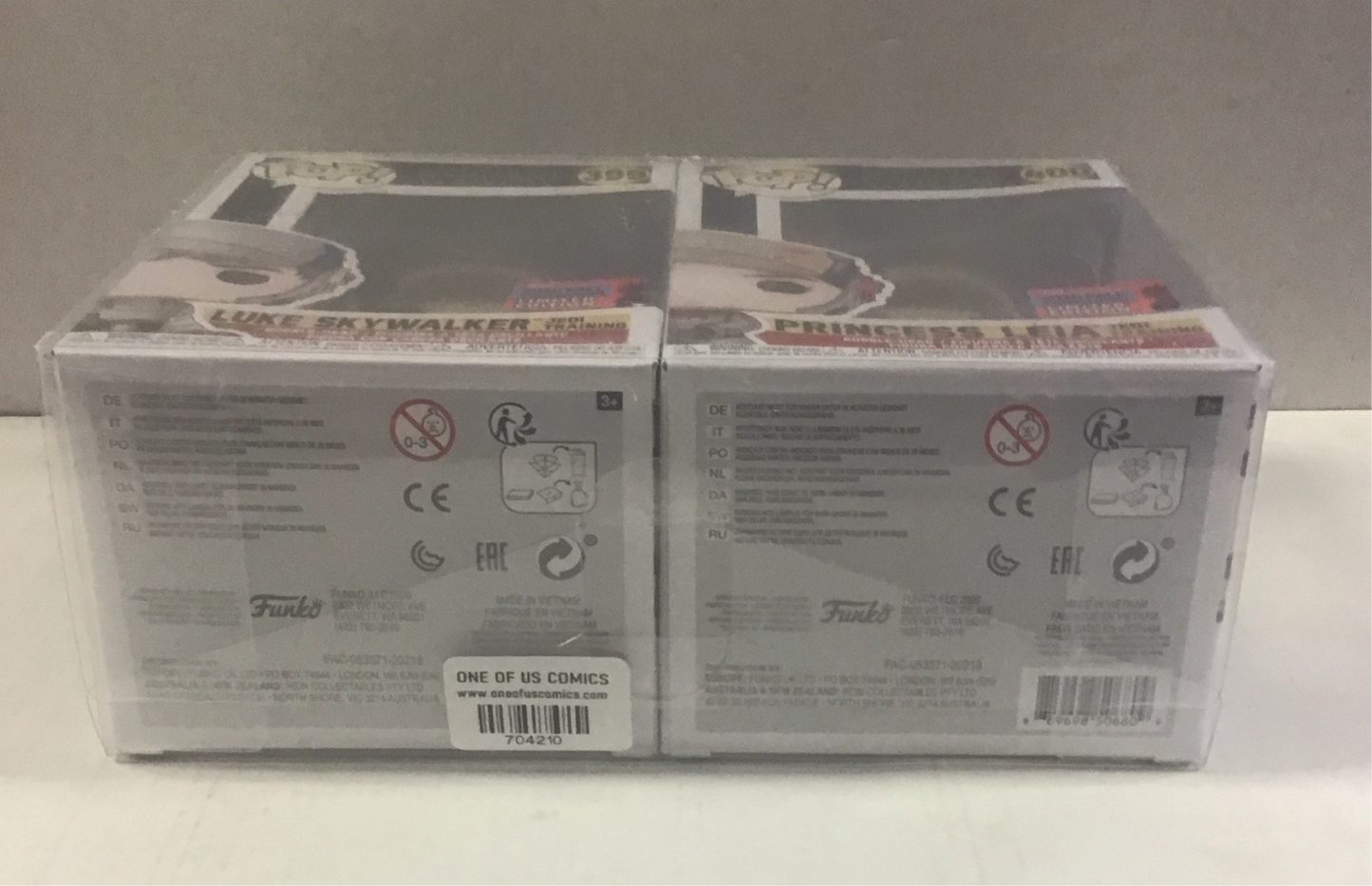 NYCC 2020 LIMITED EDITION STAR WARS JEDI TRAINING FUNKO POPS 2x (#399 LUKE SKYWALKER & #400 PRINCESS LEIA) HTF ~ IN PROTECTOR