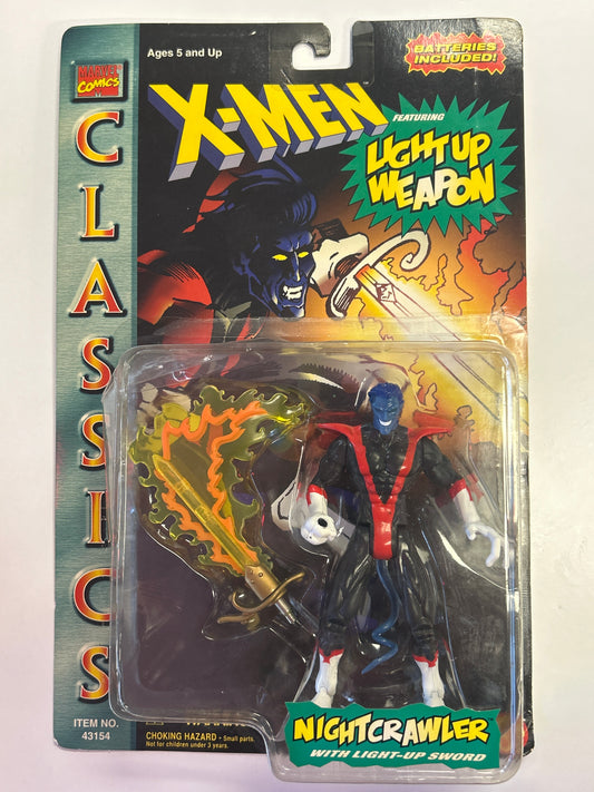TOYBIZ MARVEL COMICS CLASSICS X-MEN NIGHTCRAWLER LIGHT UP WEAPON FIGURE IN DAMAGED BOX
