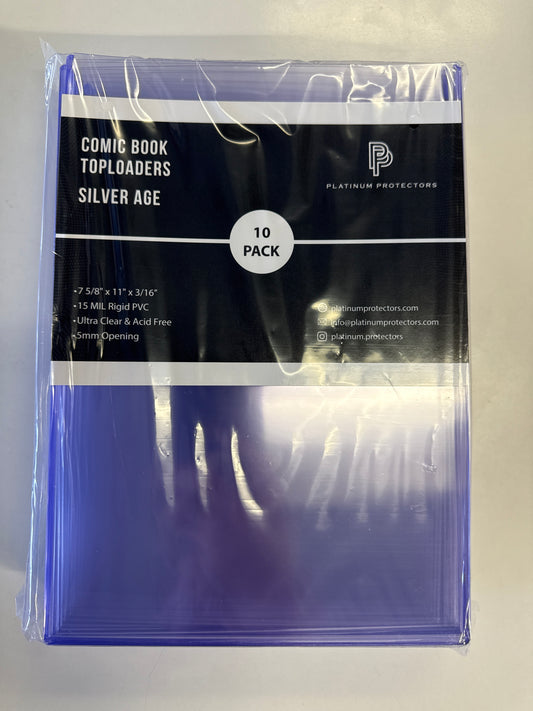 PLATINUM PROTECTORS SILVER AGE COMIC BOOK TOP LOADER PACK (10)