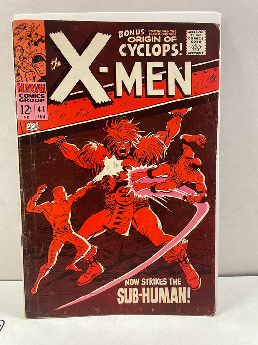 THE X-MEN #41 (1968, MARVEL SILVER AGE) 1st GROTESK THE SUB-HUMAN APPEARANCE!
