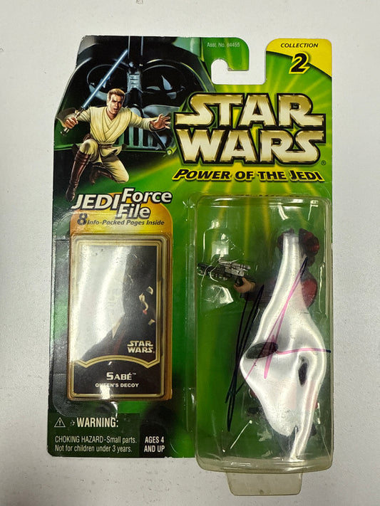 Hasbro Star Wars Power Of The Jedi Sabe Queens Decoy Action Figure Collection 2 SIGNED WITH CERT  KIERA KNIGHTLY