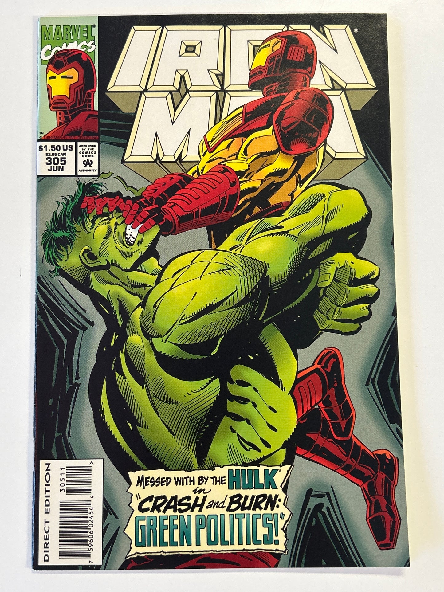 MARVEL COMICS IRON MAN #305 (1994, HULK VS HULKBUSTER ARMOR, HULKBUSTER FIRST APPEARANCE) NEAR MINT