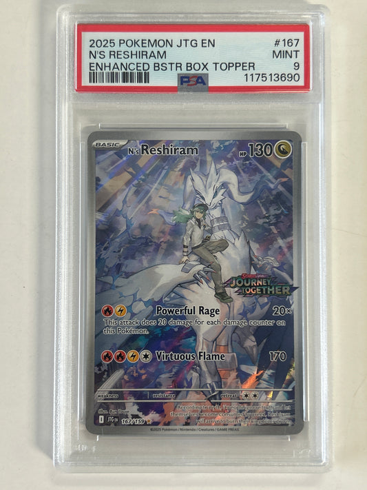 POKEMON JOURNEY TOGETHER N’S RESHIRAM STAMPED PROMO PSA 9